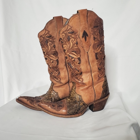 Corral Leather/Python Cowboy Boots - Picture 3 of 7